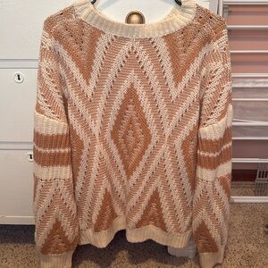 Beige, Crewneck Knit Sweater, CUPSHE, Large